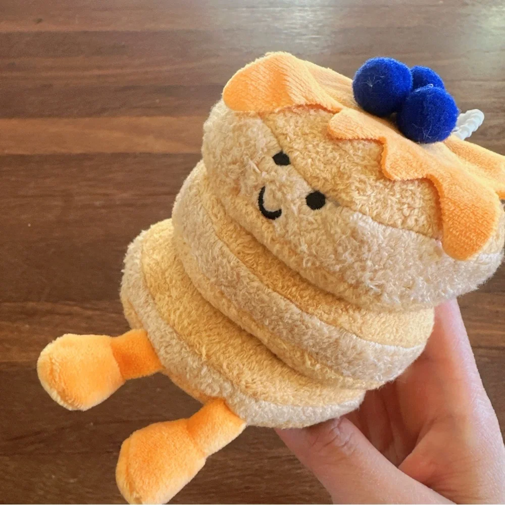 Cute Pancake Plush Keychain Kawaii Food Charm Soft Stacked Pancakes New
